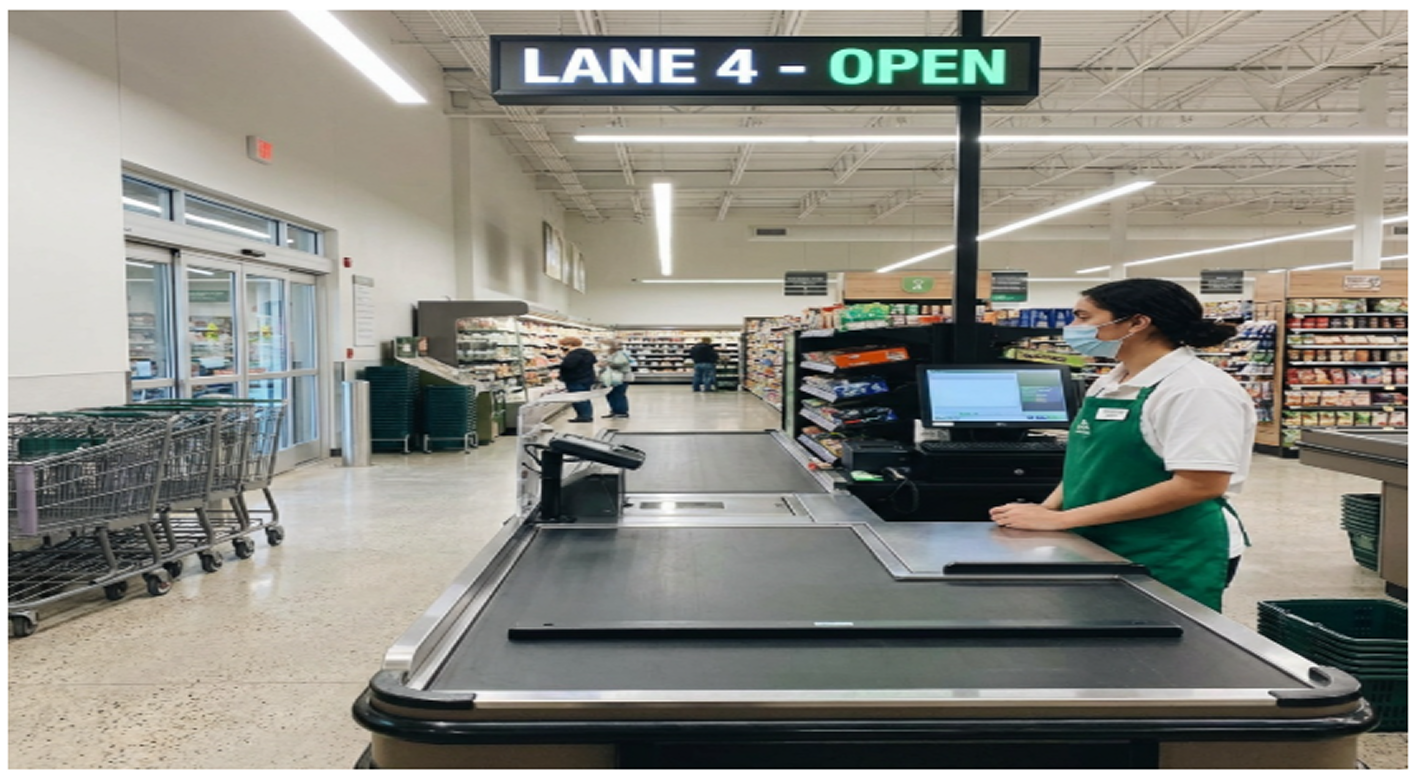 Blurred faces in public setting