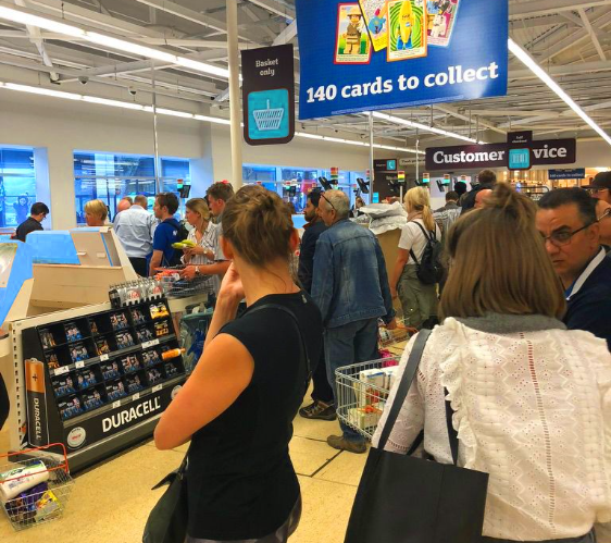 Blurred faces in public setting